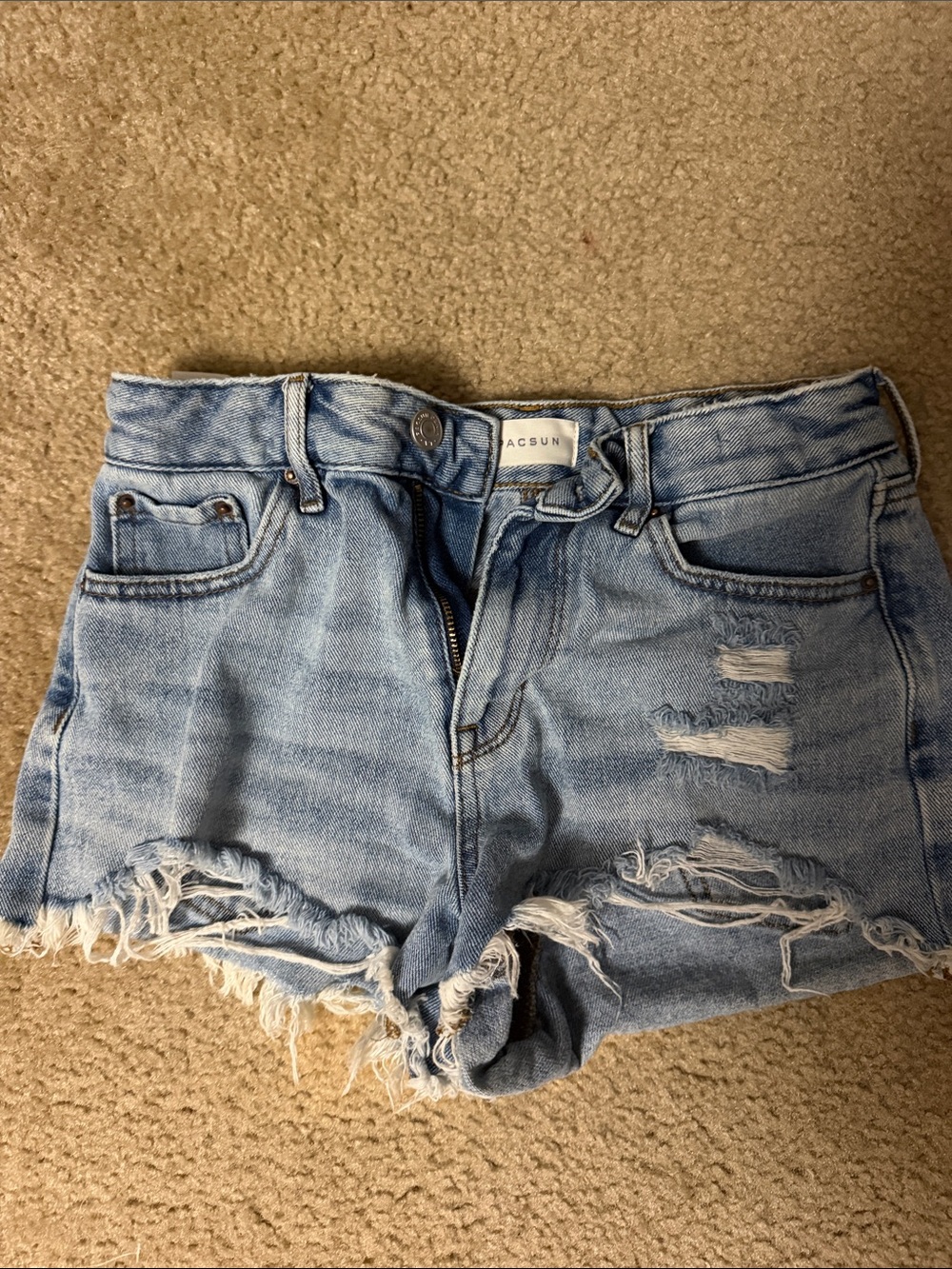 PacSun Light Blue Distressed High-Rise Jean Shorts